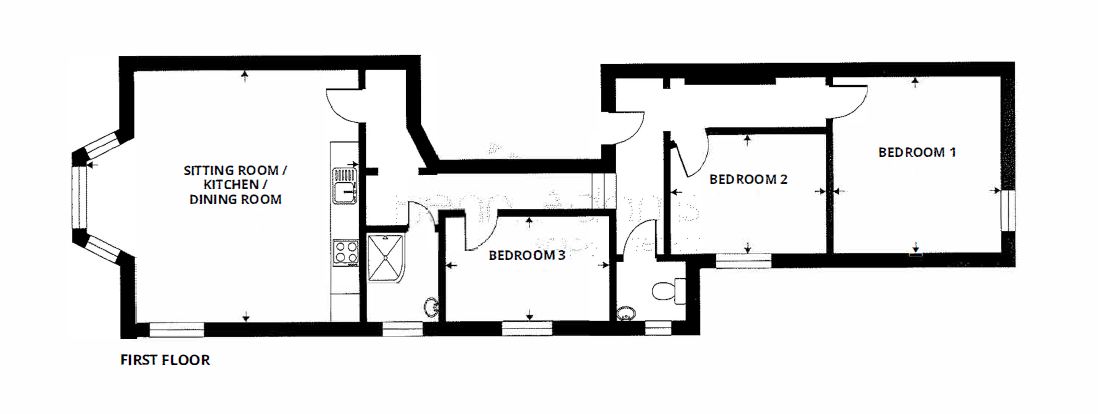 Lot: 71 - THREE-BEDROOM FLAT FOR INVESTMENT CLOSE TO SEAFRONT - First Floor Plan